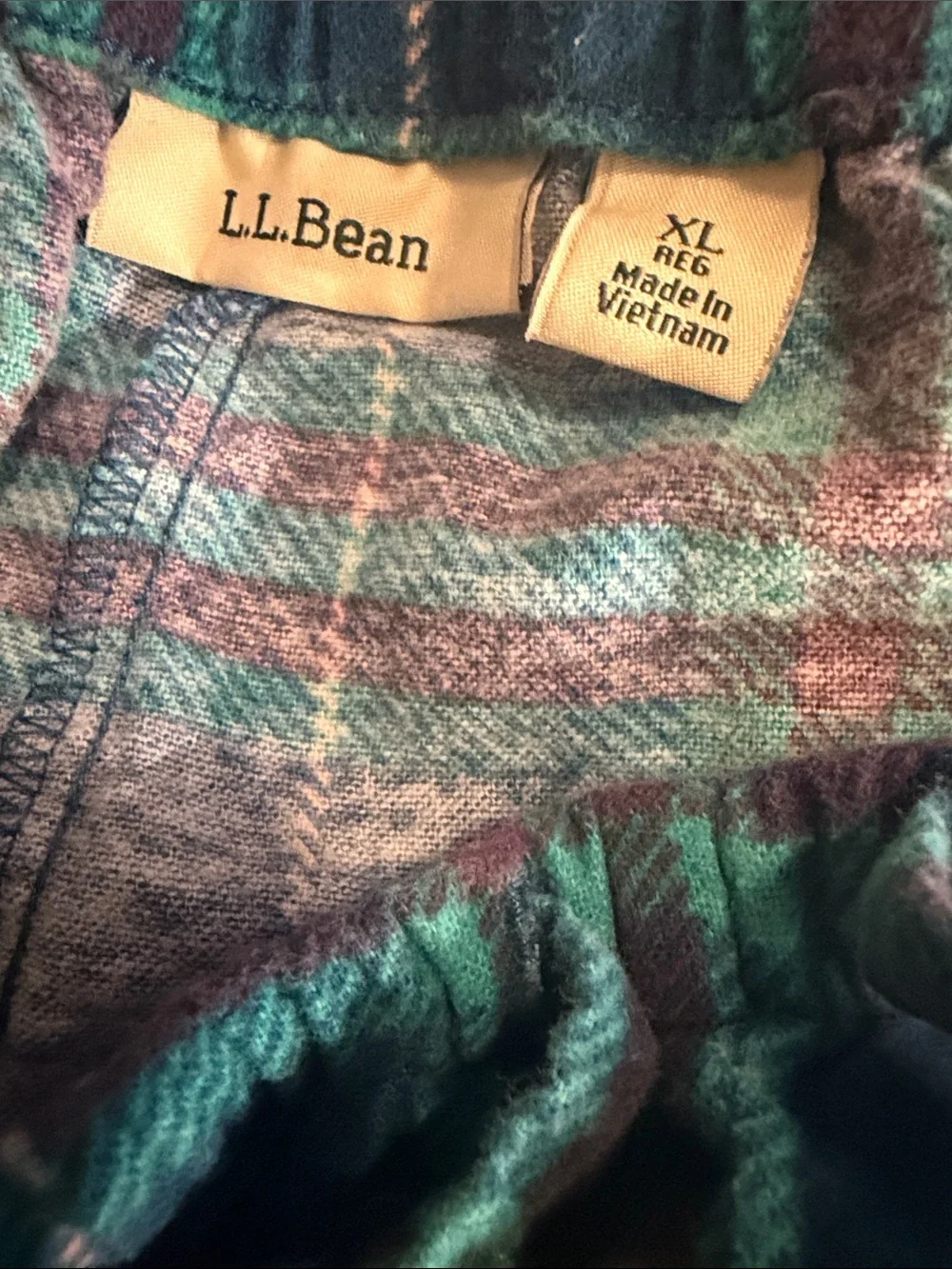 L.L. Bean Blue and Green Plaid Fleece Lounge Pants
